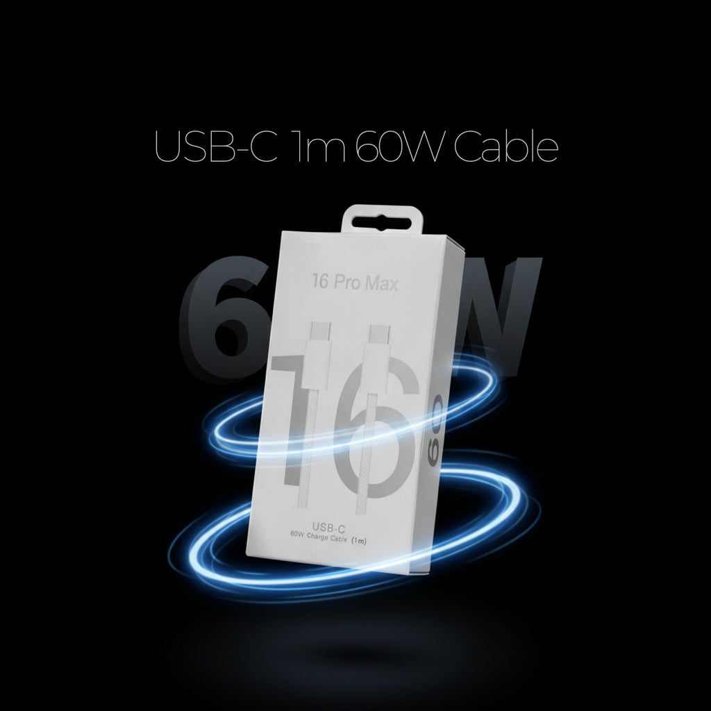 60W USB-C to USB-C Fast Charging Cable - iPhone 15/16/17 Series & iPad 1M