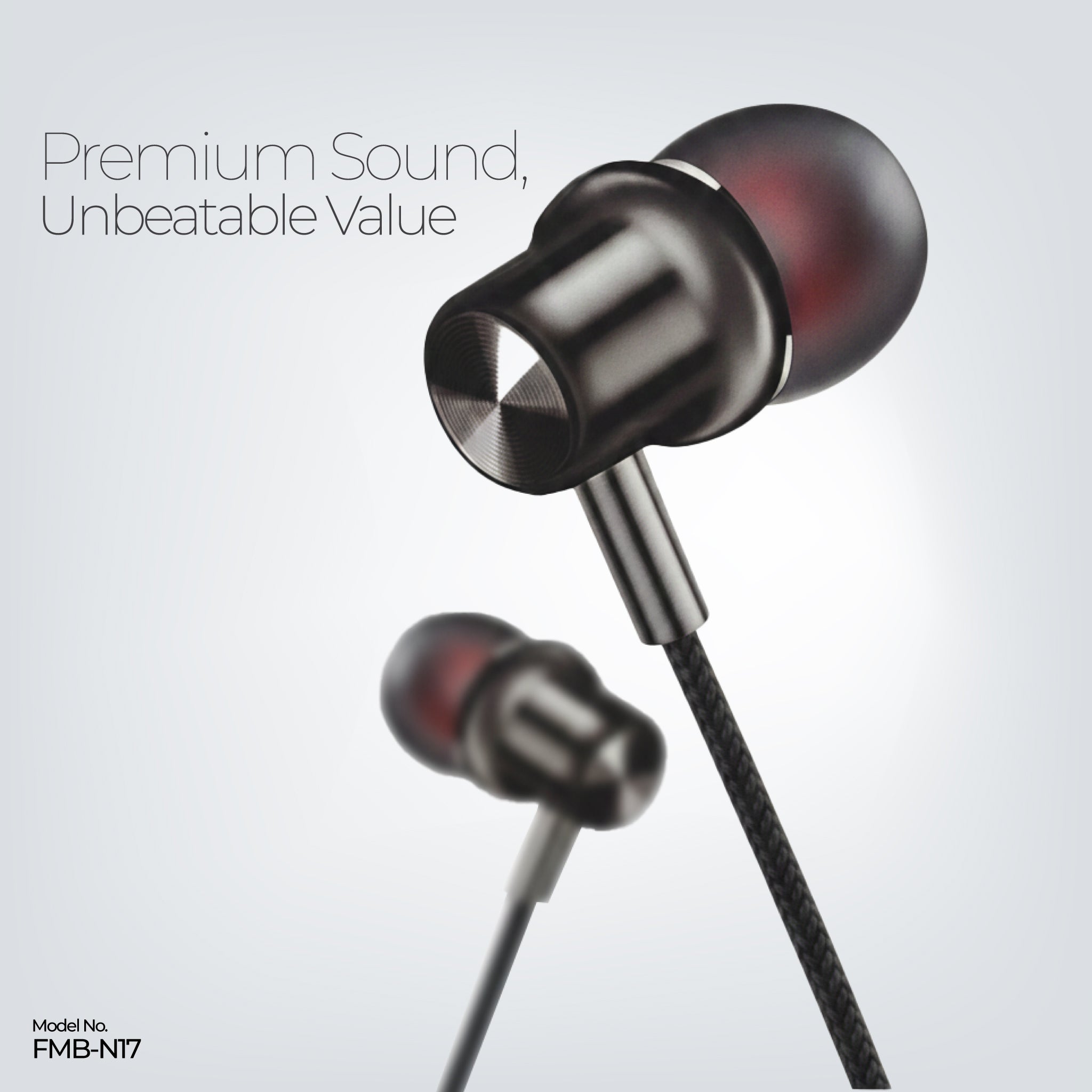 FMB N-17 Wired Earphones with Mic - Deep Bass In-Ear Headphones 3.5mm Jack